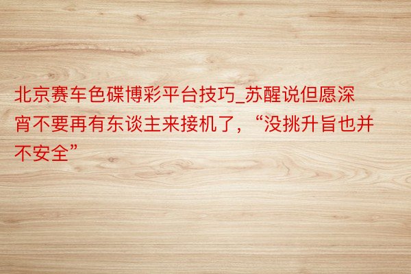 北京赛车色碟博彩平台技巧_苏醒说但愿深宵不要再有东谈主来接机了，“没挑升旨也并不安全”